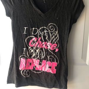 Gray tee with saying